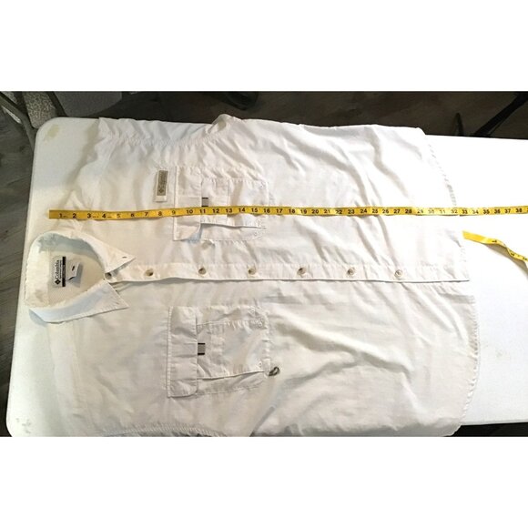 COLUMBIA- MENS WHITE SHORT SLEEVE BUTTON FRONT LIGHT WEIGHT SHIRT SIZE LARGE - Picture 7 of 8